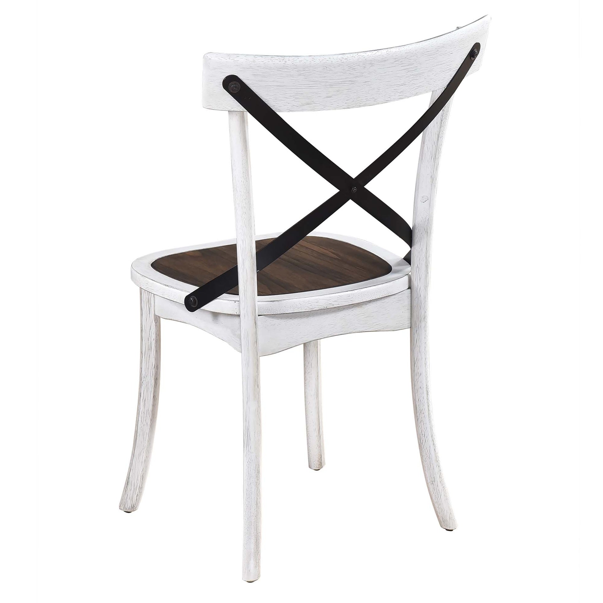 [Set of 2] Rustic Farmhouse Dining Chairs with Metal X-Back, Solid Wood Frame, Vintage Kitchen Side Chairs