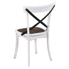 [Set of 2] Rustic Farmhouse Dining Chairs with Metal X-Back, Solid Wood Frame, Vintage Kitchen Side Chairs