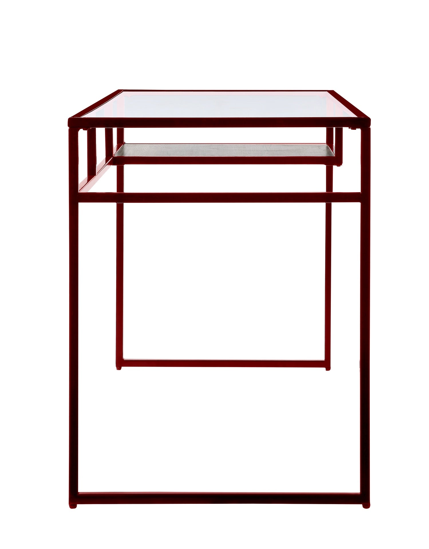 Yasin Glass Top & Red Finish Writing Desk