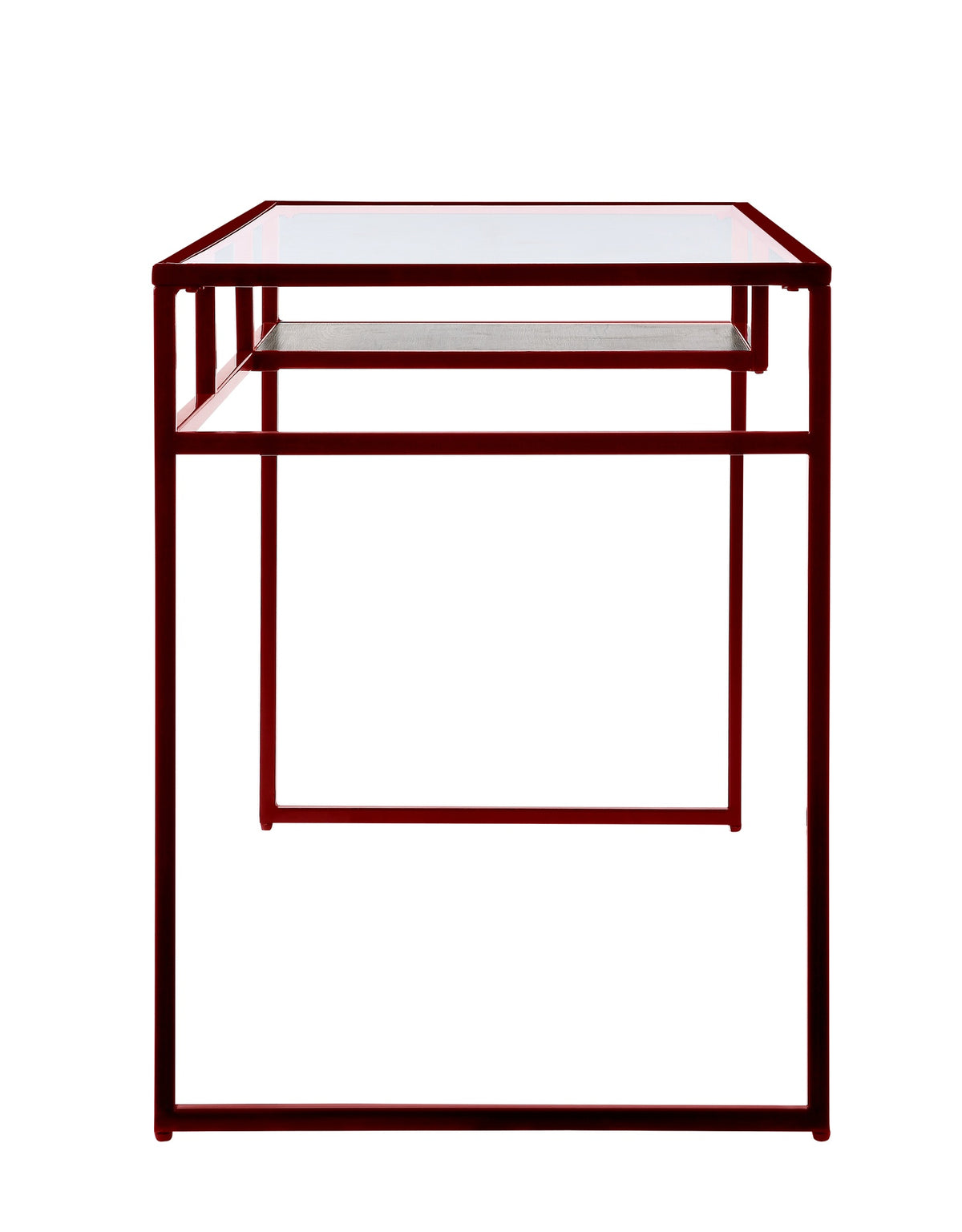 Yasin Glass Top & Red Finish Writing Desk