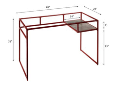 Yasin Glass Top & Red Finish Writing Desk