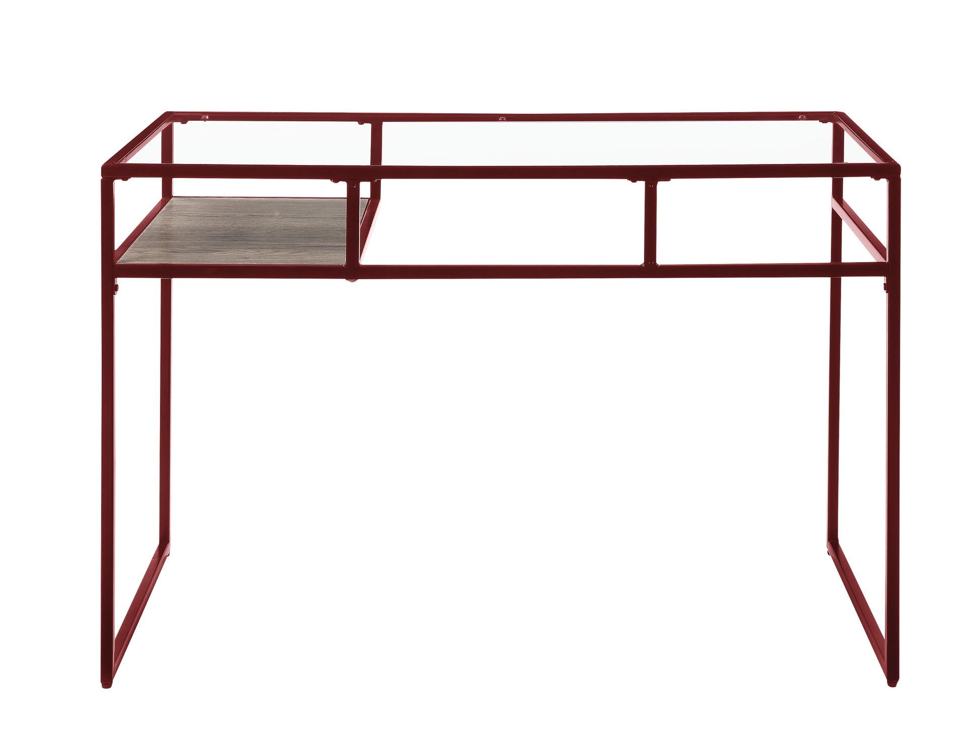 Yasin Glass Top & Red Finish Writing Desk
