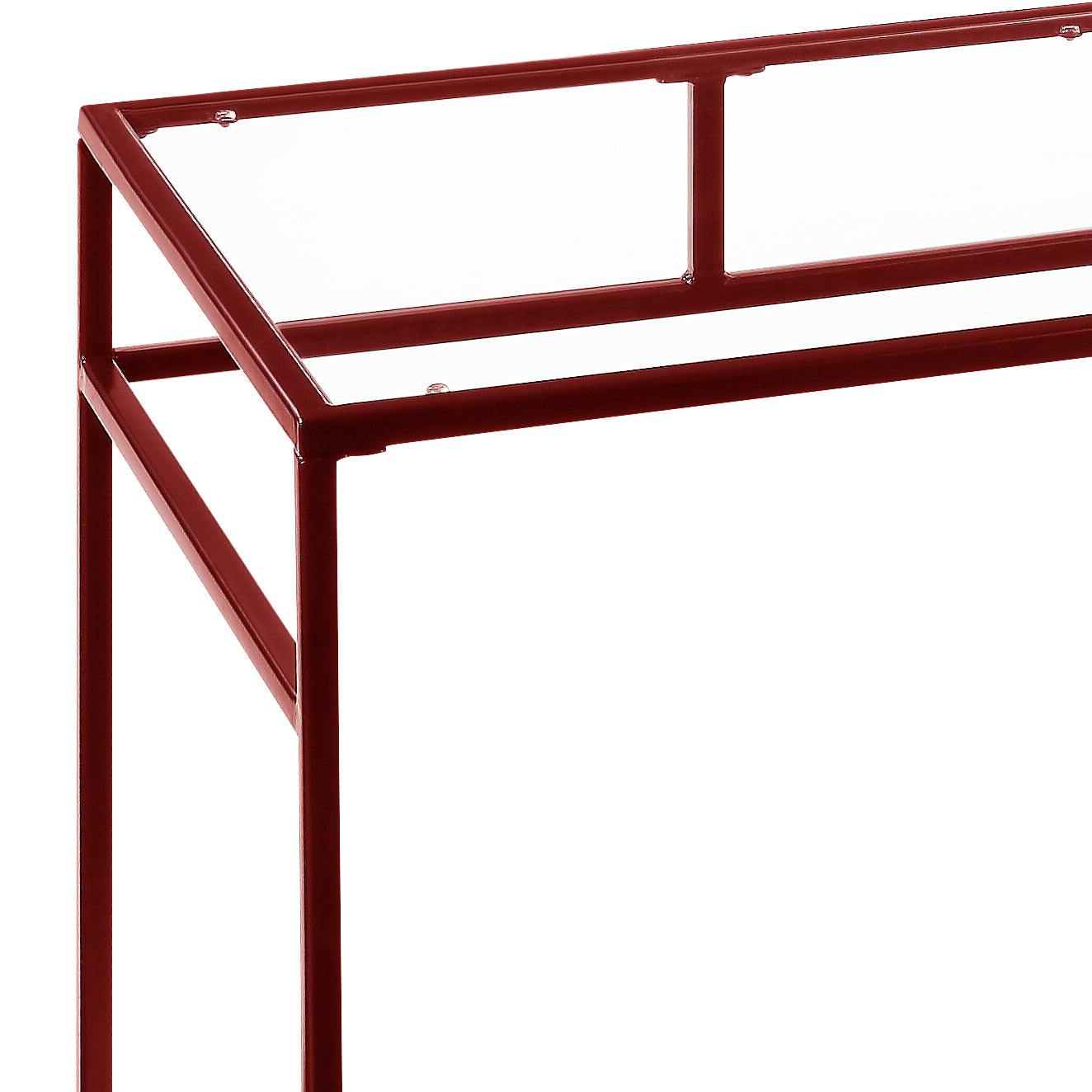 Yasin Glass Top & Red Finish Writing Desk