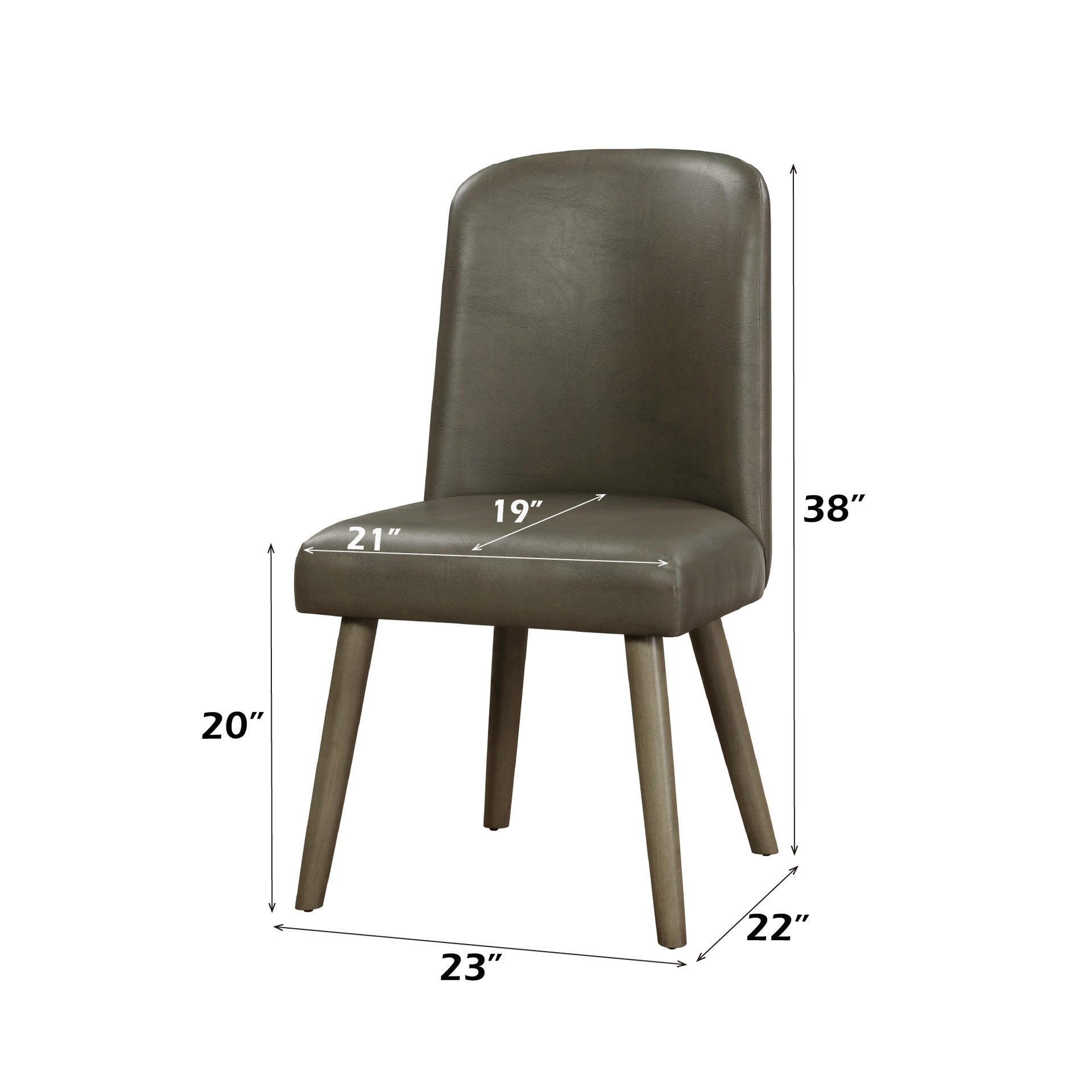 Waylon Gray Synthetic Leather & Gray Oak Finish Side Chair (Set of 2)
