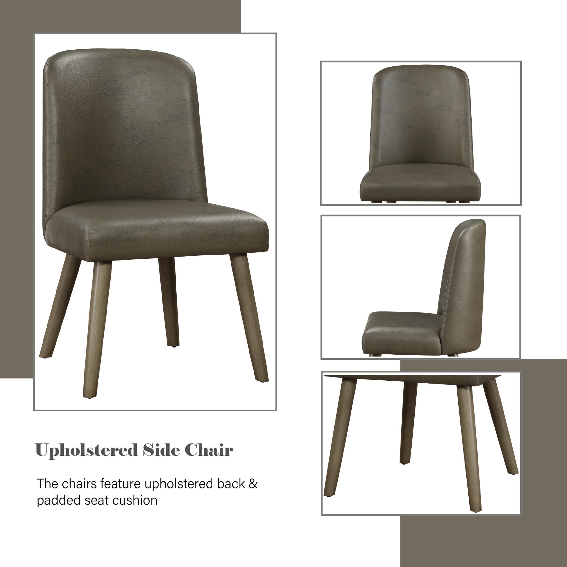Waylon Gray Synthetic Leather & Gray Oak Finish Side Chair (Set of 2)