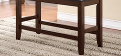 Farmhouse Style 1pc Brown Espresso Counter Height Bench Footrest Faux Leather Upholstered Seat Wooden Furniture