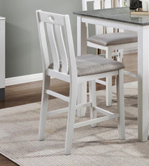 5-Piece Pack Counter Height Set Weathered Gray and White Table and Fabric Upholstered 4 Chairs Casual Dining Furniture