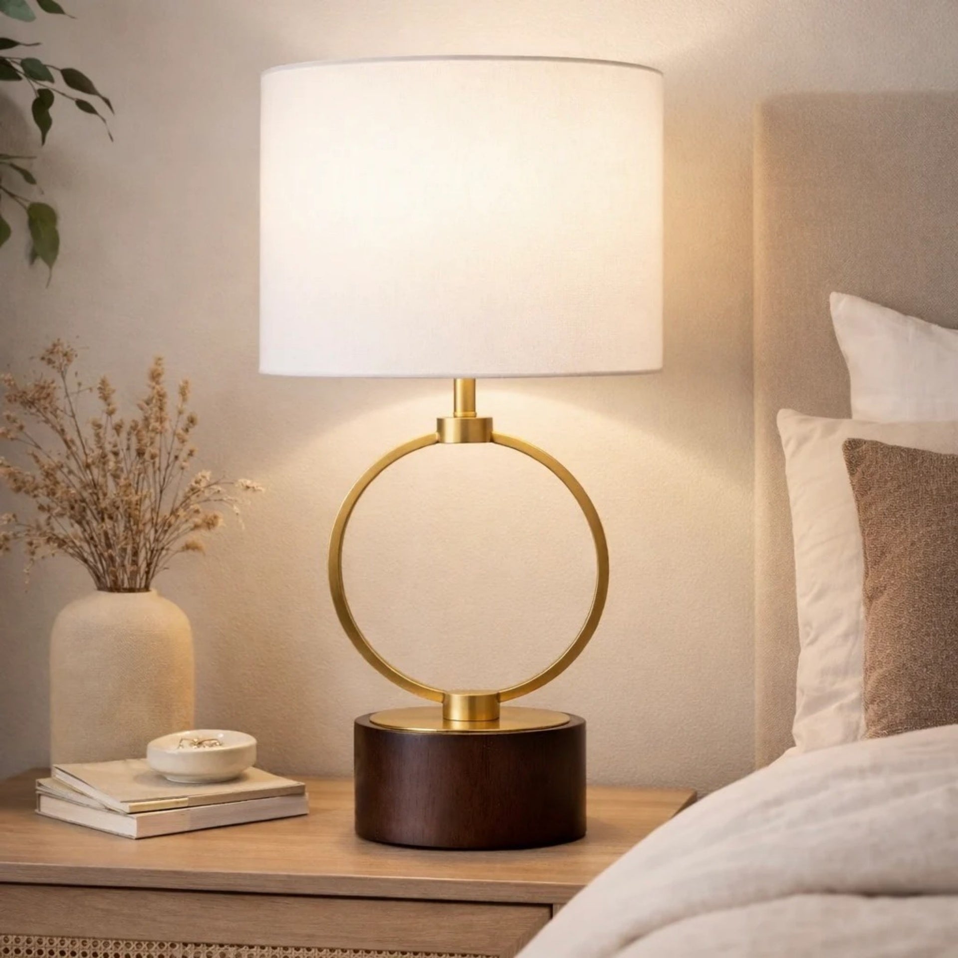 Bedroom Table Lamp Nordic Home Creative Romantic Warm Metal Study Room Desk Bedside Lamp, Grid Metal Circular Table Lamp 110V