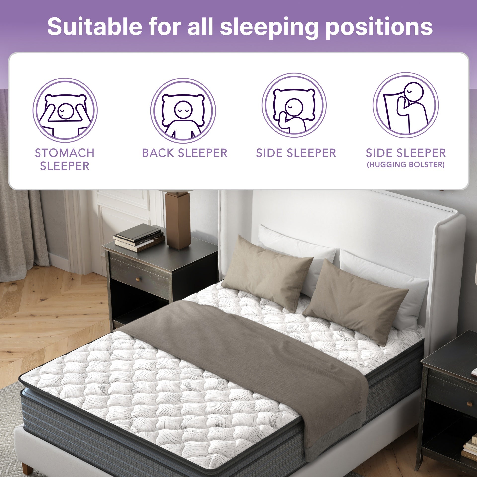 NapQueen Isabella 14 Inch Twin Hybrid Pillow Top Mattress, CertiPUR-US Certified, Made in USA