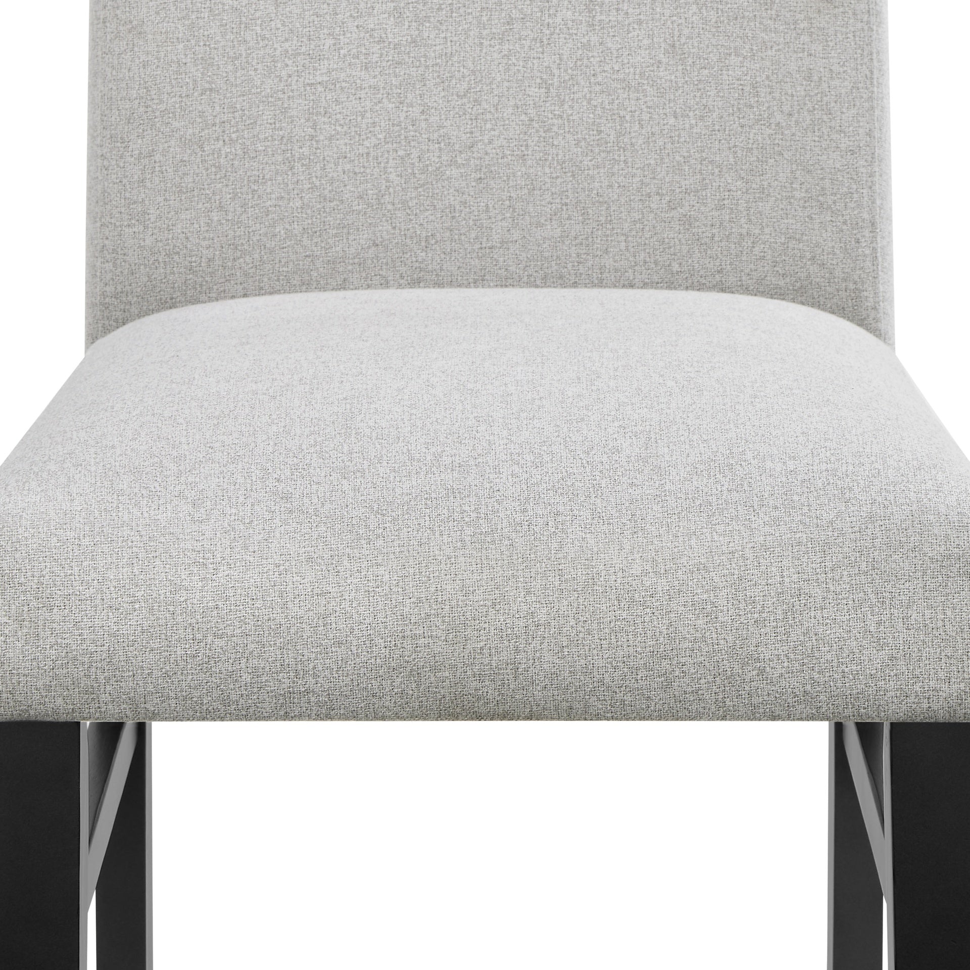 2pc Light Gray Upholstered Chairs Soft Neutral Tone Dark Finish Legs Wooden Dining Room Furniture