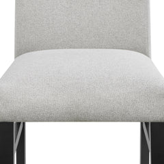 2pc Light Gray Upholstered Chairs Soft Neutral Tone Dark Finish Legs Wooden Dining Room Furniture