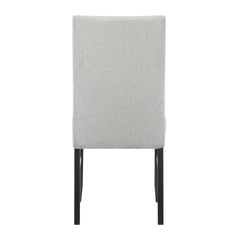2pc Light Gray Upholstered Chairs Soft Neutral Tone Dark Finish Legs Wooden Dining Room Furniture