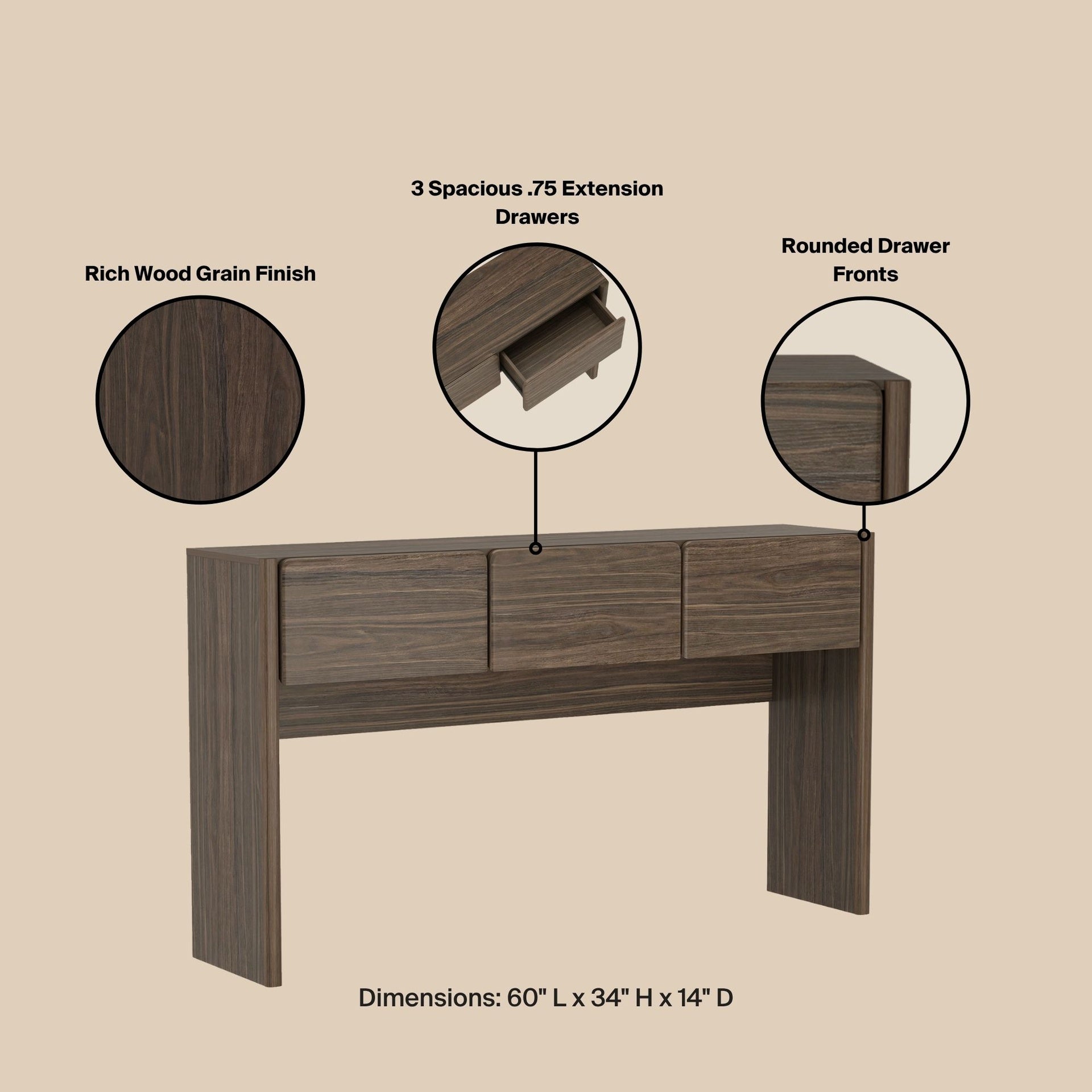 Console Table in Walnut Brown