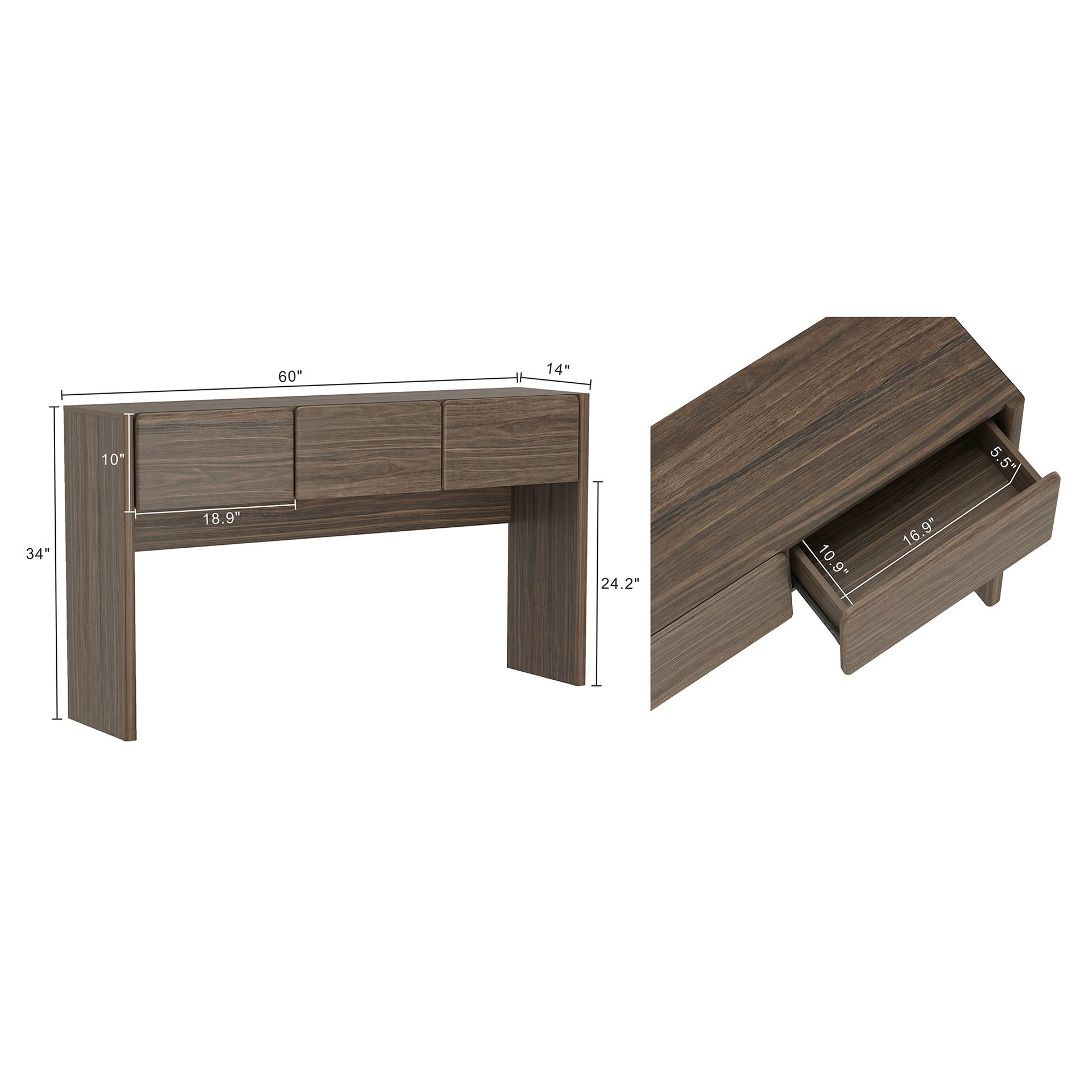 Console Table in Walnut Brown