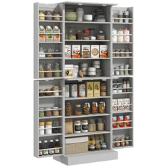 HOMCOM 65" Kitchen Pantry Cabinet, Modern Storage Cabinet with Doors and Shelves, Freestanding Cupboard for Dining Room, Gray