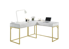 Transitional Two-tone Computer Desk Antique White, USB Port Lift Top Design And Concealed Drawer