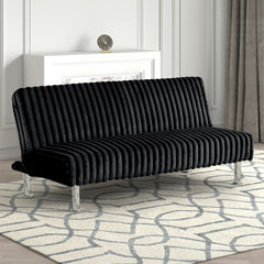 Contemporary Style Metal Base Legs Convert Into Bed With Extra Support Metal Legs Black Finish