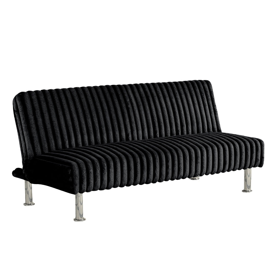 Contemporary Style Metal Base Legs Convert Into Bed With Extra Support Metal Legs Black Finish