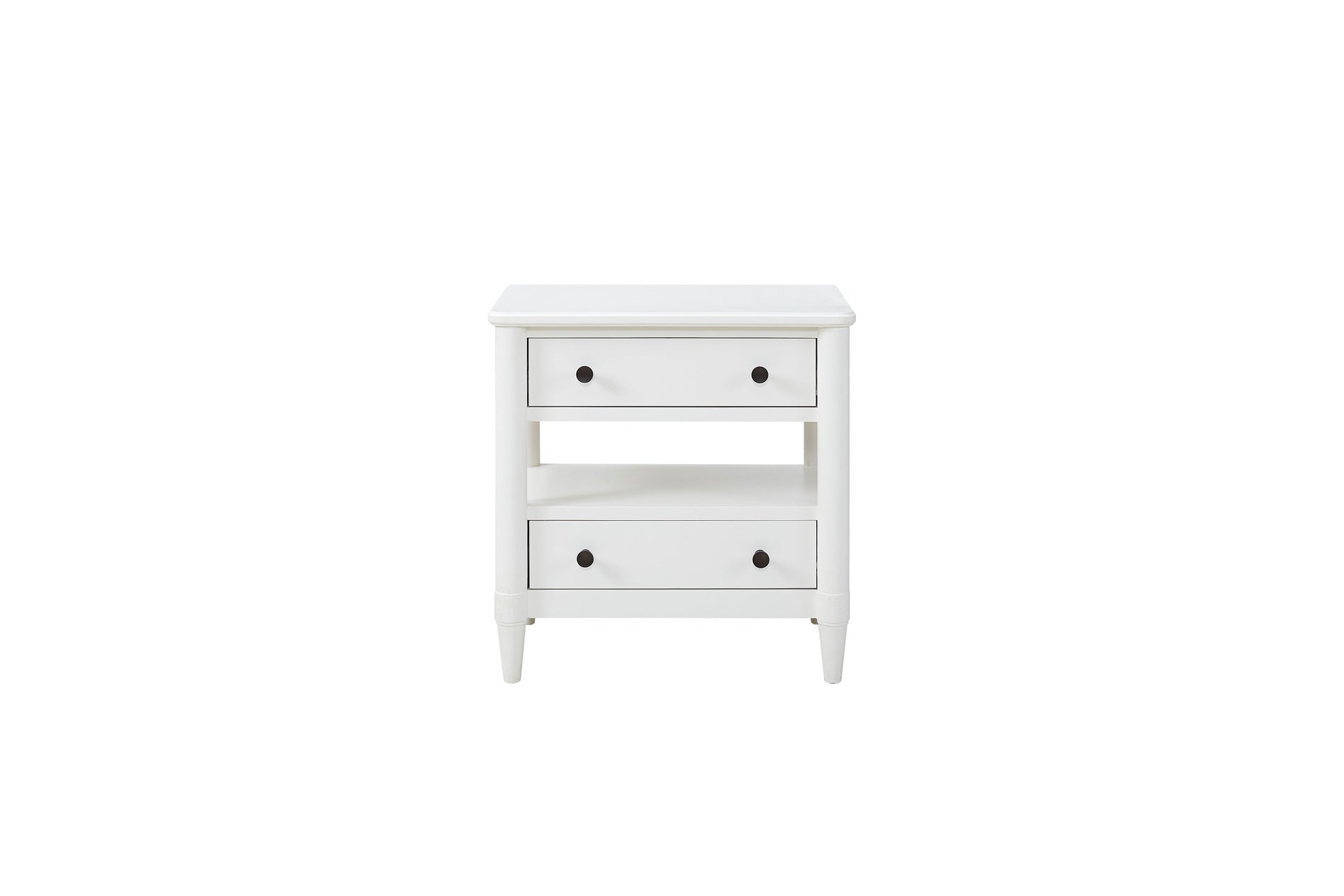 Open Nightstand White Finish With 2 Drawers