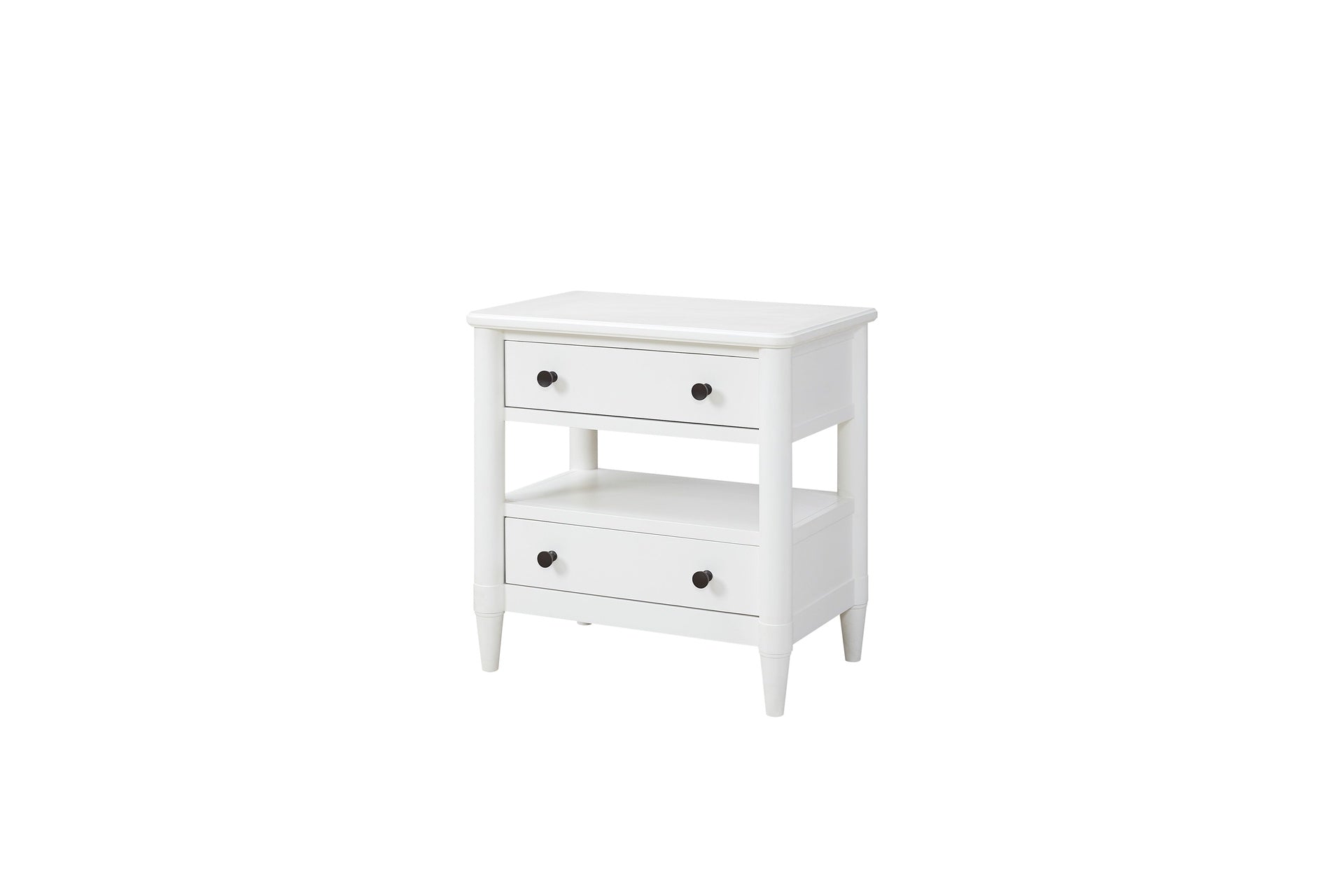 Open Nightstand White Finish With 2 Drawers