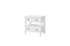 Open Nightstand White Finish With 2 Drawers