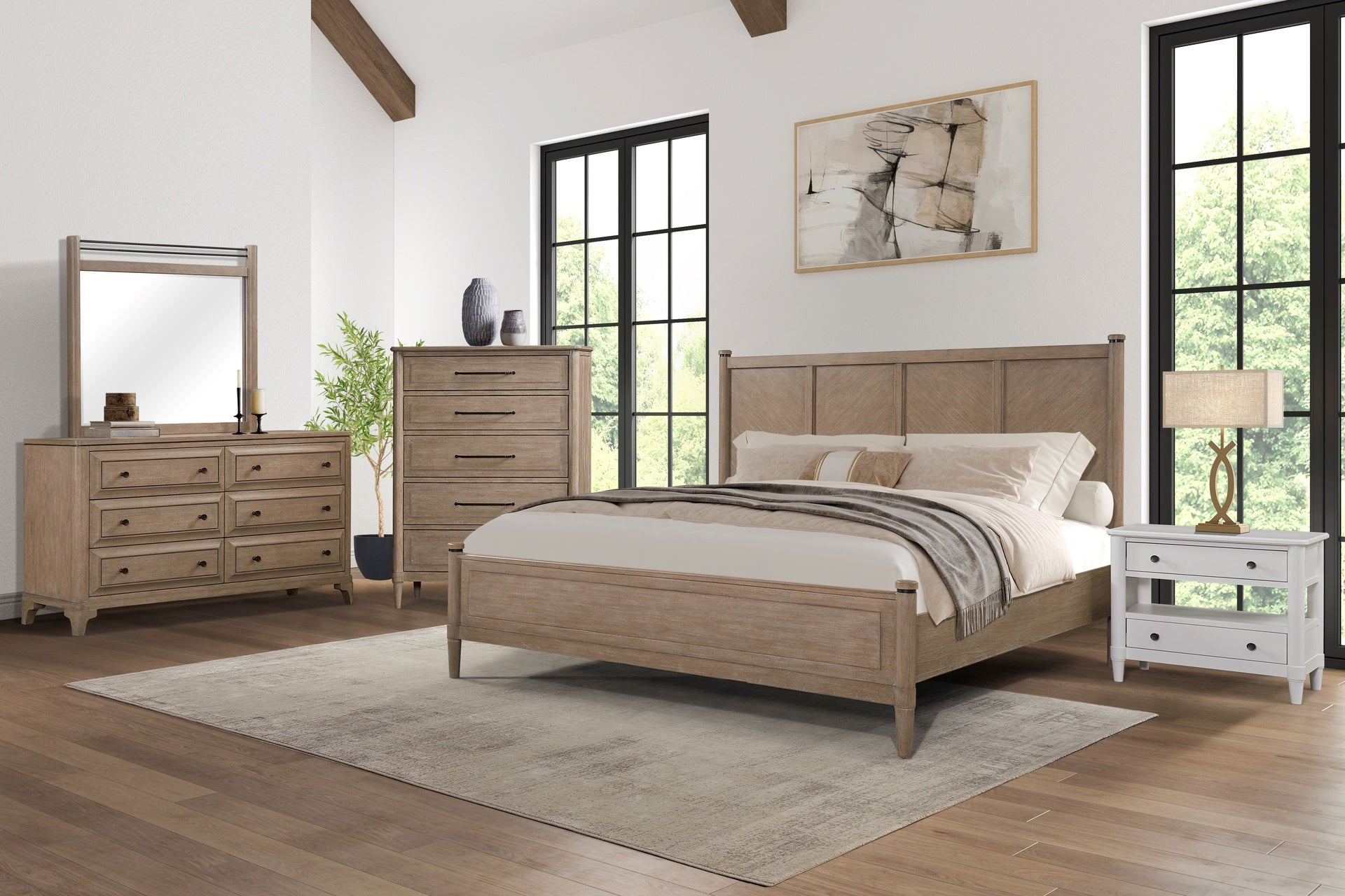Open Nightstand White Finish With 2 Drawers