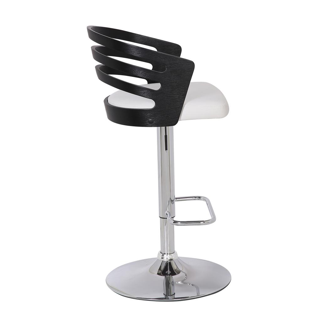 Modern Wood Back Adjustable Swivel Bar Stool with Cushion, white
