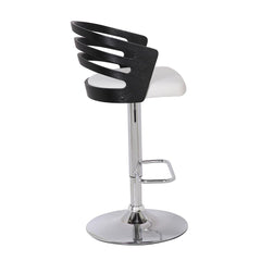 Modern Wood Back Adjustable Swivel Bar Stool with Cushion, white