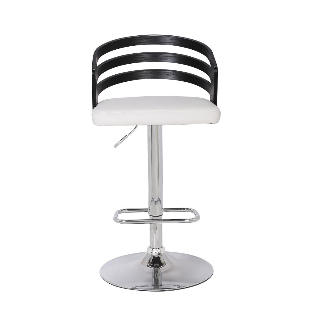 Modern Wood Back Adjustable Swivel Bar Stool with Cushion, white