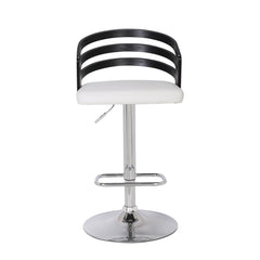 Modern Wood Back Adjustable Swivel Bar Stool with Cushion, white