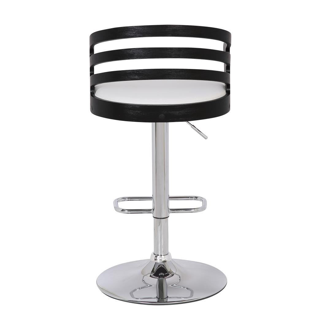 Modern Wood Back Adjustable Swivel Bar Stool with Cushion, white