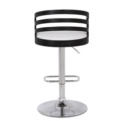 Modern Wood Back Adjustable Swivel Bar Stool with Cushion, white