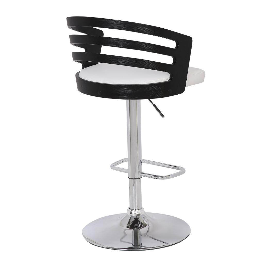 Modern Wood Back Adjustable Swivel Bar Stool with Cushion, white