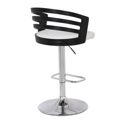 Modern Wood Back Adjustable Swivel Bar Stool with Cushion, white