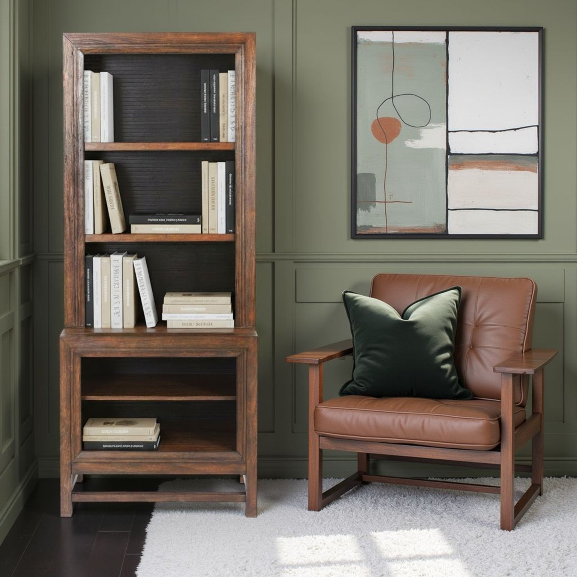 Bookcase Pier, No Assembly Required, Two-Tone Finish