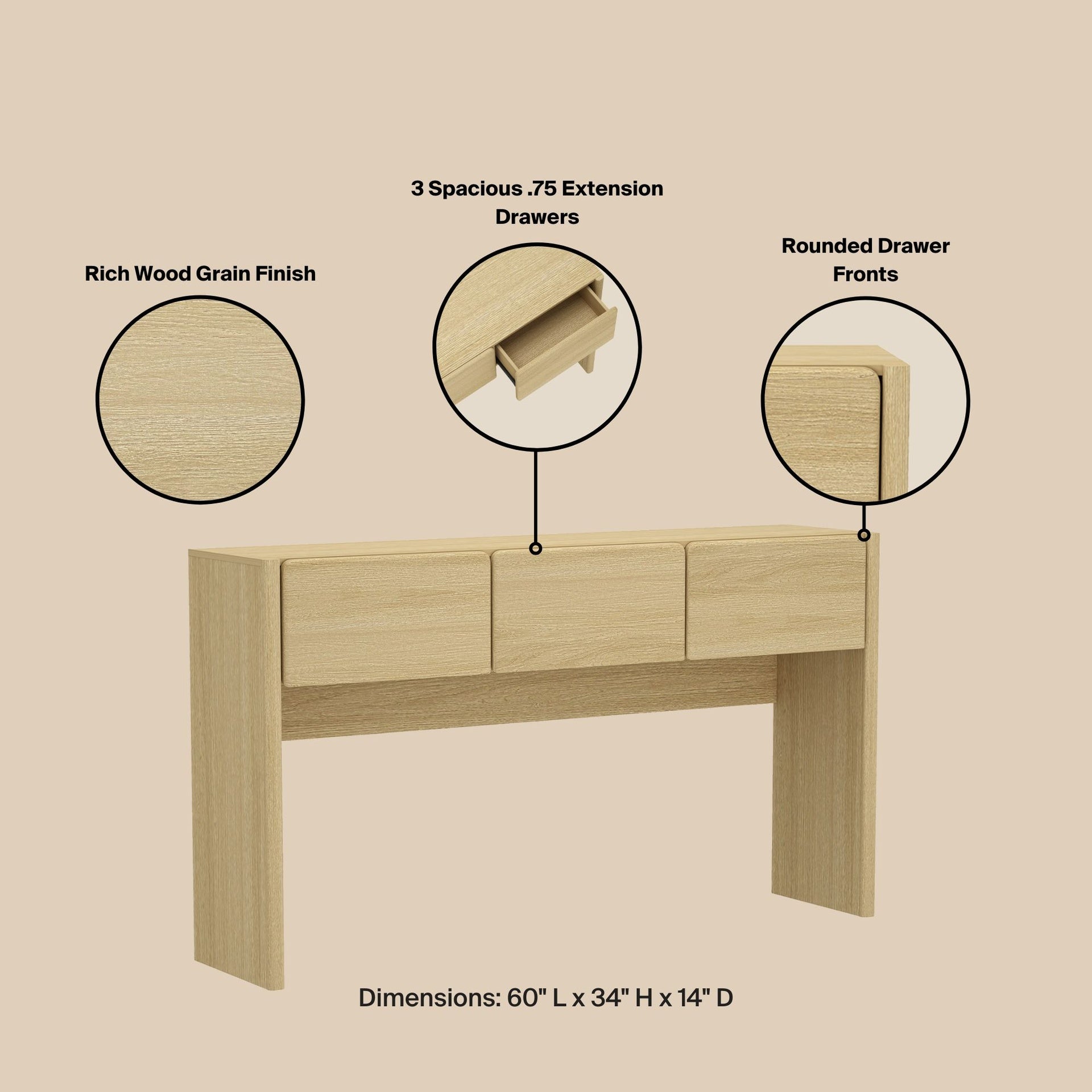 Console Table in Natural Oak