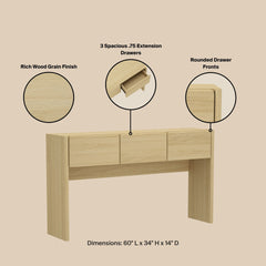 Console Table in Natural Oak