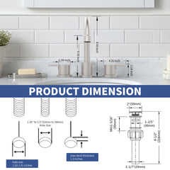 Widespread Bathroom Sink Faucet Brushed Nickel 2 Handle 8 inch 3 Hole 360°Swivel Spout Vanity Sink with Pop Up Drain Assembly