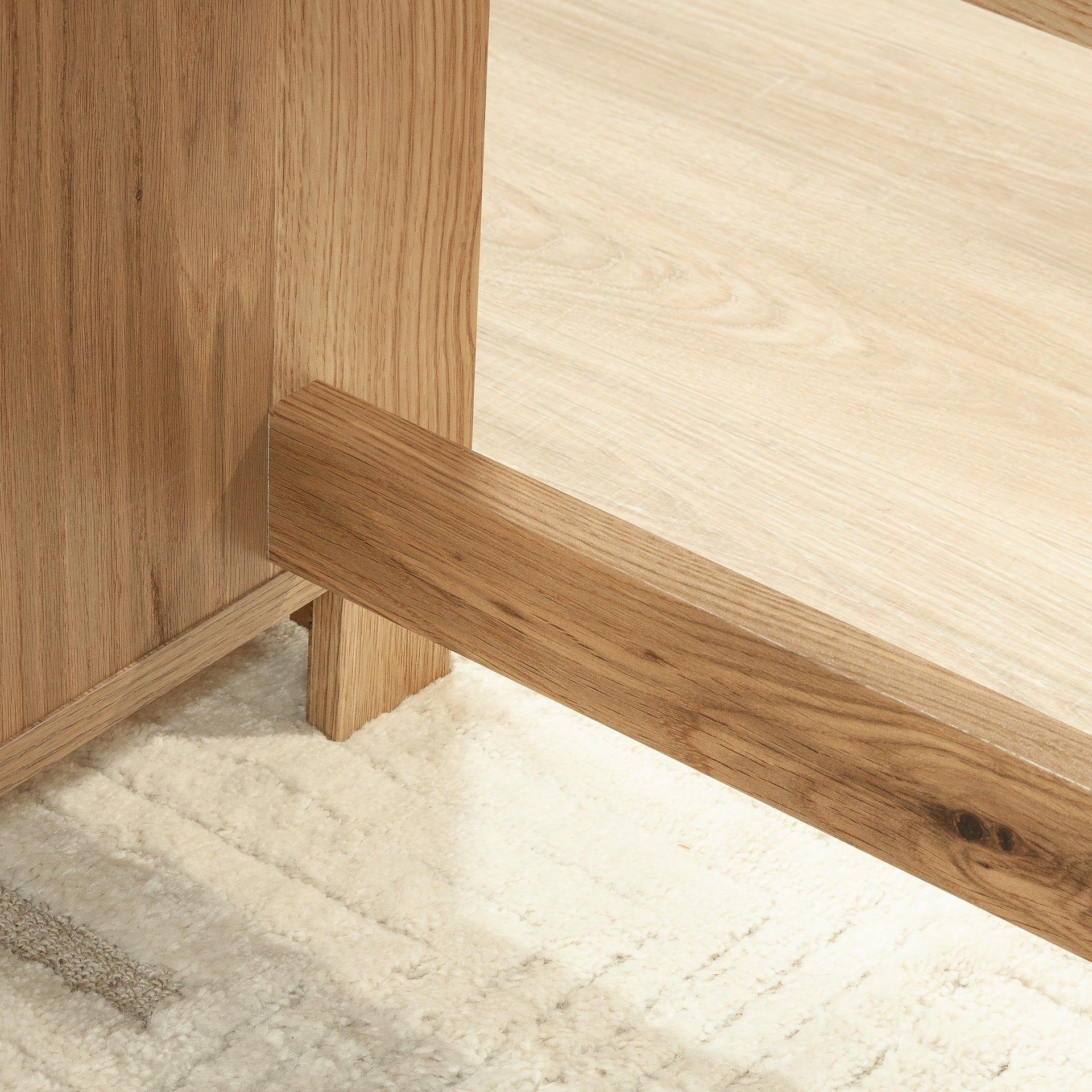 L-Shaped Desk with Small Drawer, Brown finish