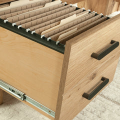 L-Shaped Desk with Small Drawer, Brown finish