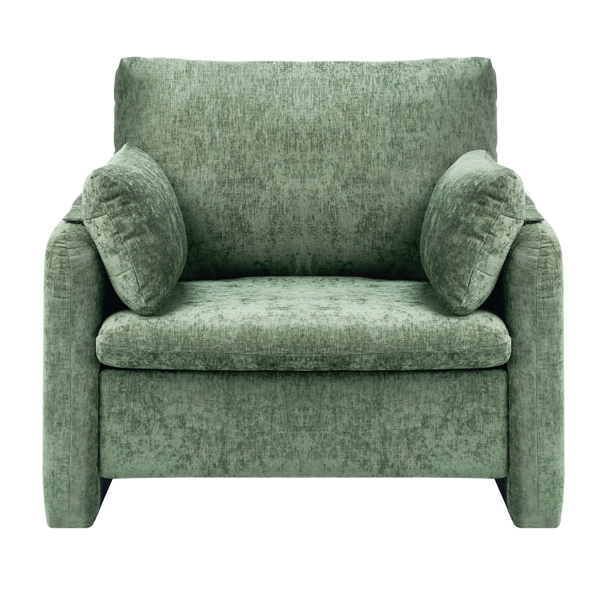 Green Accent Chair, Modern Upholstered Accent Chair with Armrests, Cloth Arm Chairs with Thick Cushion and Arched Backrest, Single Fabric Armchair for Living Room, Bedroom, Study, Office