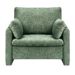 Green Accent Chair, Modern Upholstered Accent Chair with Armrests, Cloth Arm Chairs with Thick Cushion and Arched Backrest, Single Fabric Armchair for Living Room, Bedroom, Study, Office