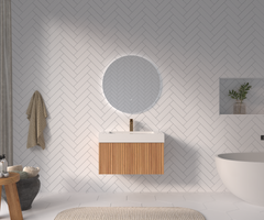 30" Bathroom Vanity with Sink,Wall Mounted Floating Bathroom Cabinet with Integrated Basin Plywood Finish Modern Minimalist Design for Compact Bathrooms Acacia Color