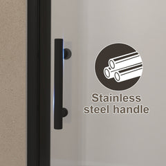36"x 72" Pivot Shower Door, Matte Black Aluminum Frame, Half Frame ,1/4"(6mm) Tempered Glass Explosion Proof Film
