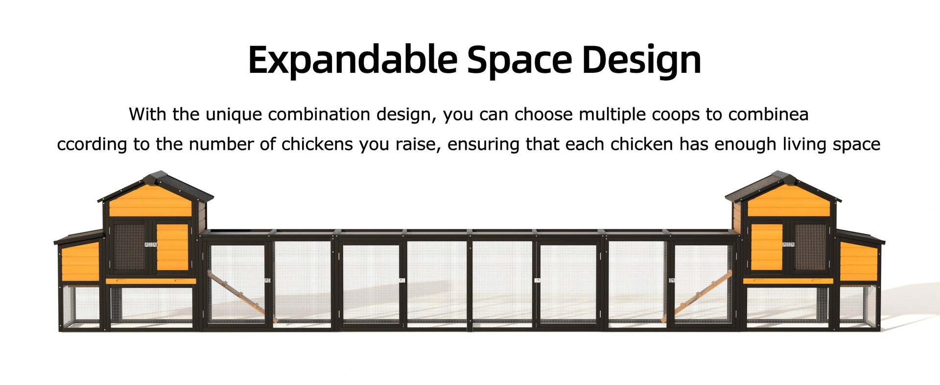 Outdoor Wooden Chicken Coop with Run, 7 Doors, Pull-Out Tray, Nesting Box & Ramp – Backyard Poultry House for 2 – 4 Chickens, Expandable Design