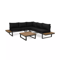 Sterling V-Shaped Outdoor Aluminum 5 Seater Sofa Set with Cushions