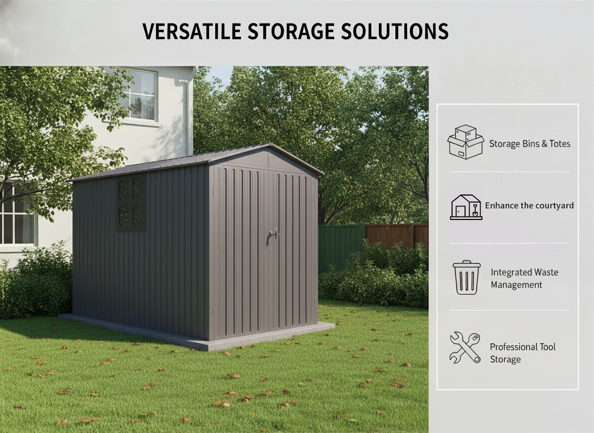 Motorcycle Outdoor Storage Shed With Window ,without tracks and fixtures ,Grey