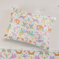 Twin Floral Reversible Cotton Duvet Cover Set with Throw Pillow