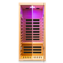 One person large glass hemlock sauna