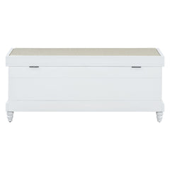 TREXM Classic Shoe Bench with Cushion and Three Drawers, Fluted Entryway Bench with Storage for Living Room, Entryway, and Hallways